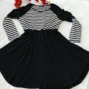 NEW Pullover Dress Soft Stretch Stripe Zebra Color Block Lng Sleeve Fancyqube XL
